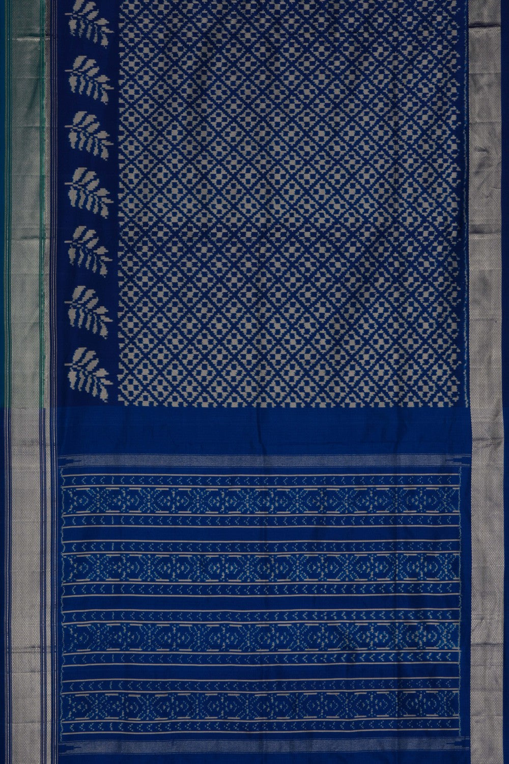 Image of Pochampally Ikat Silk Indigo Blue Saree